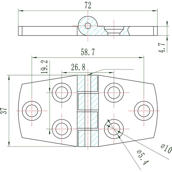 Osculati Stainless Steel Hinge (74mm x 38mm / Protruding Pin)