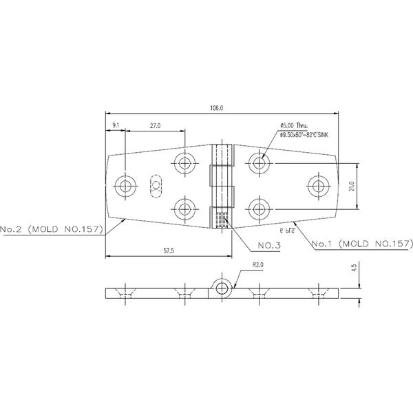 Osculati Stainless Steel Hinge (100mm x 38mm / Protruding Pin)