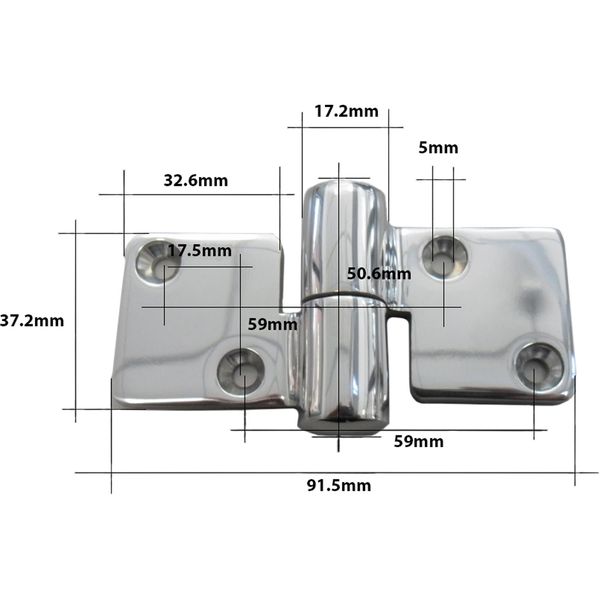 Osculati Stainless Steel Hinge (100mm x 50mm / Left Hand)