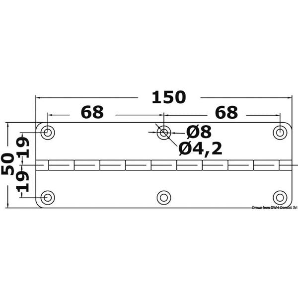 Osculati Stainless Steel Hinge (50mm x 150mm / Short Piano)