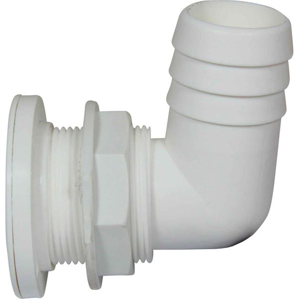 White Fire Port with 90 Degree Hose Adaptor (38mm Cutout, 70mm OD)