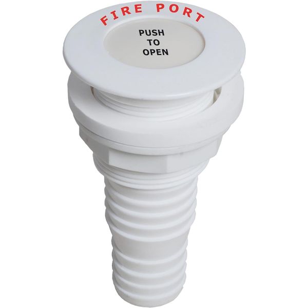 White Fire Port with Straight Hose Adaptor (38mm Cutout, 70mm OD)