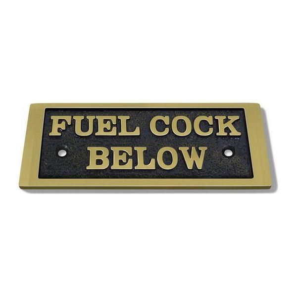 AG Nameplate 'Fuelcock Below' Cast Brass