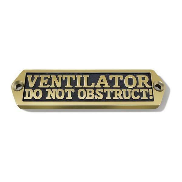 AG Nameplate 'Vent Do Not Obstruct' Cast Brass