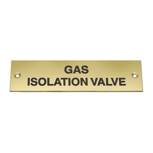 AG Nameplate 'Gas Isolation Valve' Brass