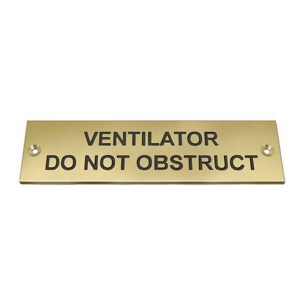 AG Nameplate 'Vent Do Not Obstruct' Brass