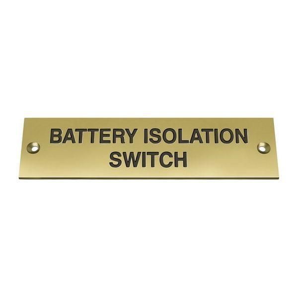 AG Nameplate 'Battery Isolation Switch' Brass