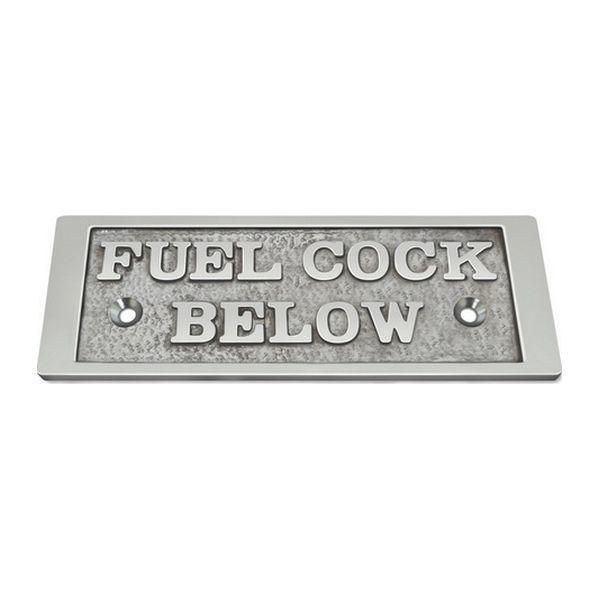 AG Nameplate 'Fuel Cock Below' Cast Chrome