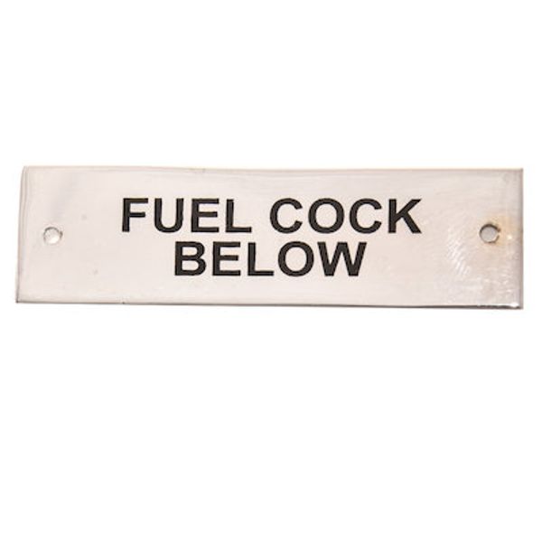 AG Nameplate 'Fuel Cock Below' Chrome