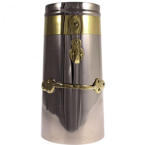 AG Double Skin Chimney 12" x 6" Stainless with Brass Band