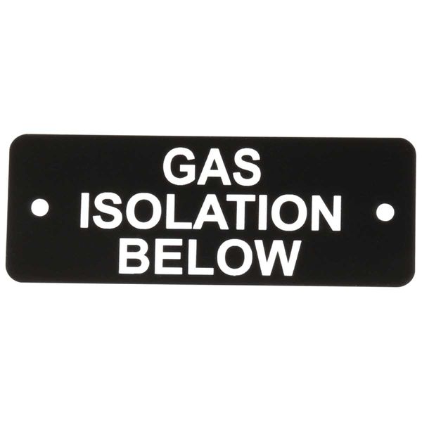 Gas Isolation Below Label (L) Black with White Engraving 105mm x 40mm