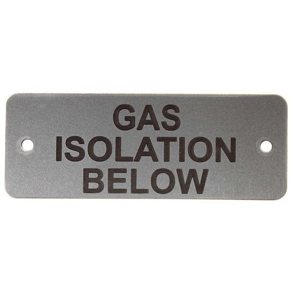 Gas Isolation Below Label (L) Silver with Black Engraving 105mm x 40mm