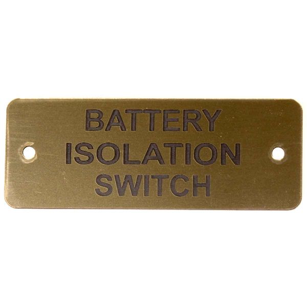 Battery Isolation Switch (L) Label Gold with Black Engrave 105 x 40mm