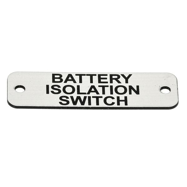 Battery Isolation Switch (L) Label Silver with Black Engrave 105x40mm