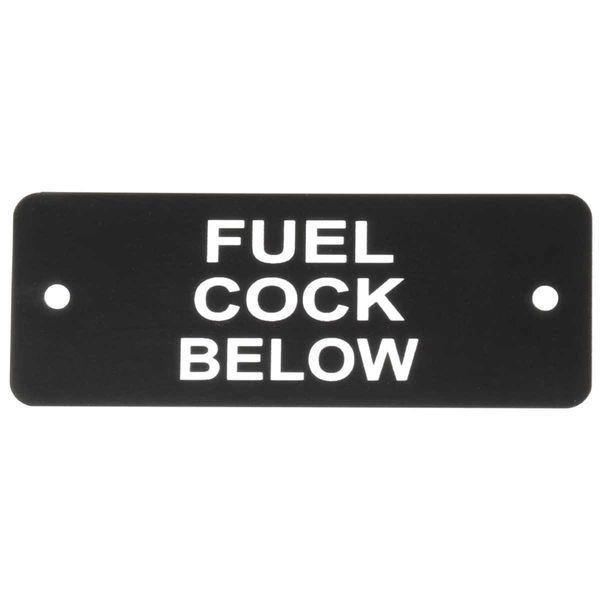 Fuel Cock Below Label (L) Black with White Engraving 105mm x 40mm