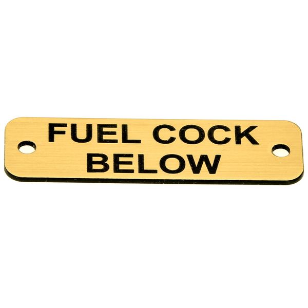 Fuel Cock Below Label (L) Gold with Black Engraving 105mm x 40mm