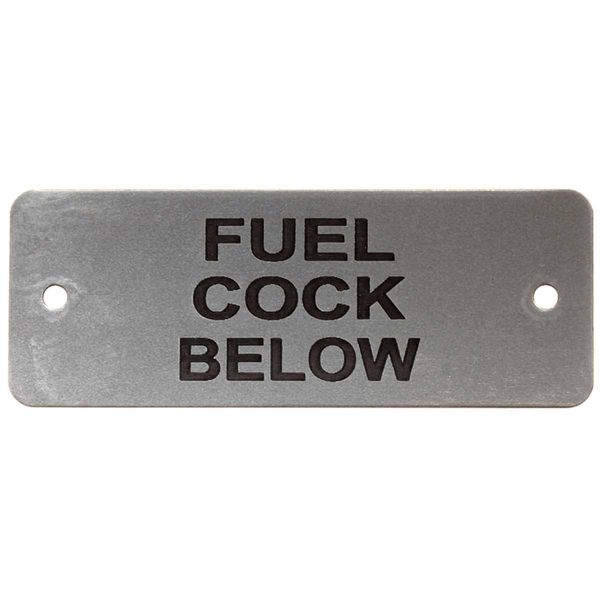 Fuel Cock Below Label (L) Silver with Black Engraving 105mm x 40mm