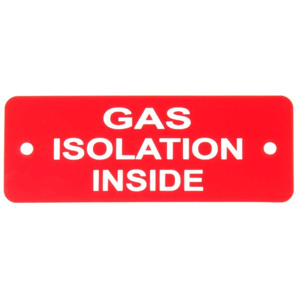 Gas Isolation Inside Label (L) Red with White Engraving 105mm x 40mm