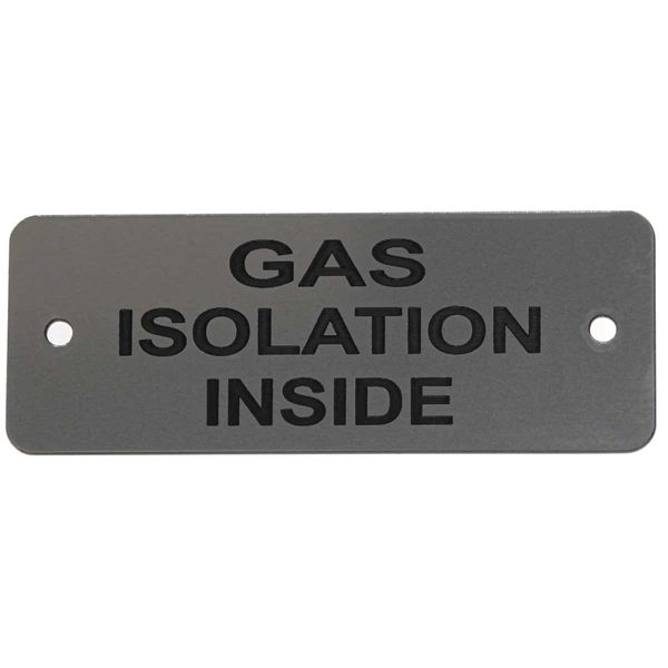 Gas Isolation Inside Label (L) Silver with Black Engrave 105mm x 40mm