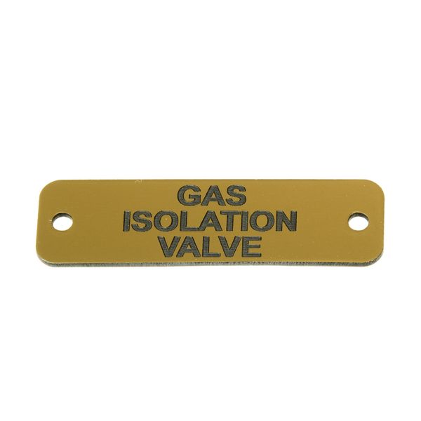 Gas Isolation Valve Label (S) Gold with Black Engraving 75mm x 22mm