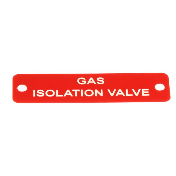 Gas Isolation Valve Label (S) Red with White Engraving 75mm x 22mm