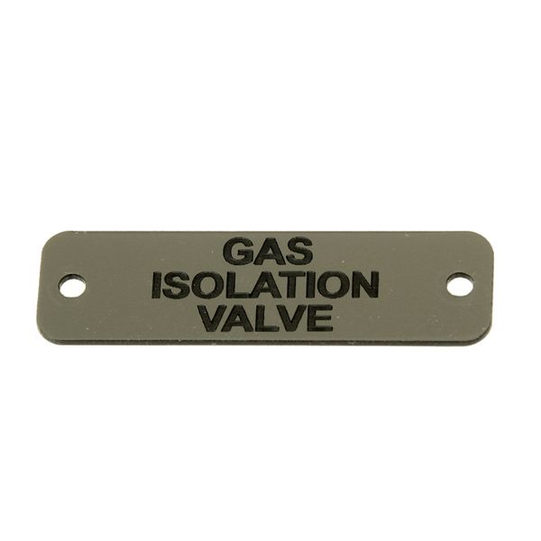 Gas Isolation Valve Label (S) Silver with Black Engraving 75mm x 22mm