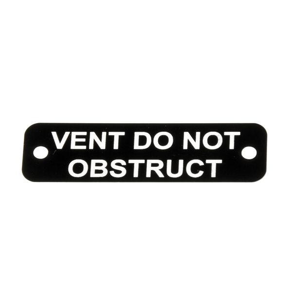 Vent Do Not Obstruct Label (S) Black with White Engraving 75mm x 22mm