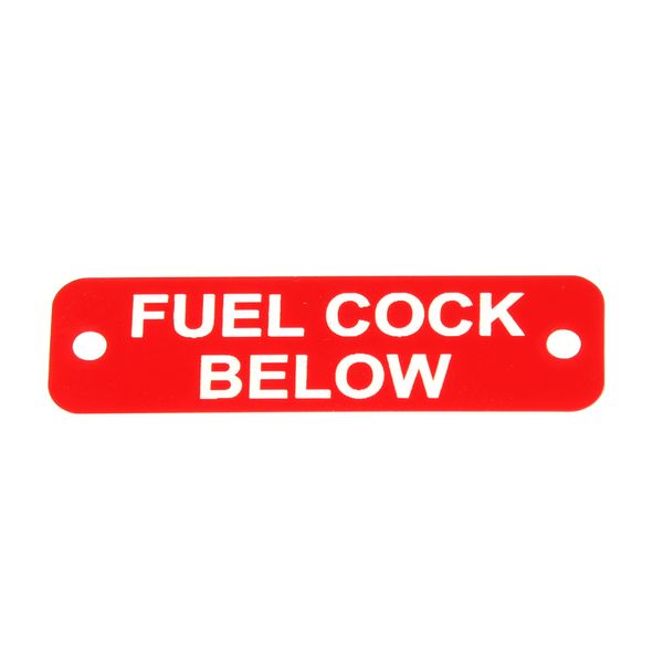 AG Fuel Cock Below Label (S) Red with White Engraving 75mm x 22mm