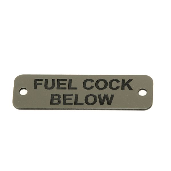 AG Fuel Cock Below Label (S) Silver with Black Engraving 75mm x 22mm