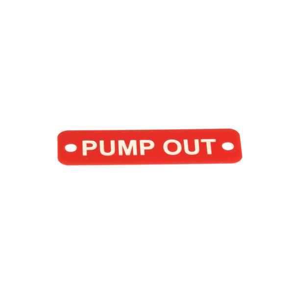 AG Pump Out Label (S) Red with White Engraving 75mm x 22mm