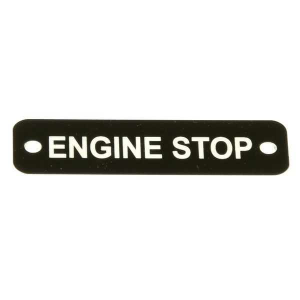 AG Engine Stop Label (S) Black with White Engraving 75mm x 22mm