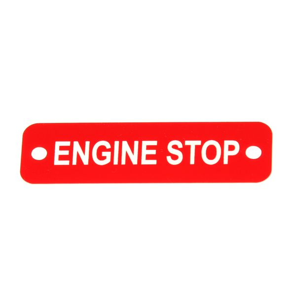 AG Engine Stop Label (S) Red with White Engraving 75mm x 22mm