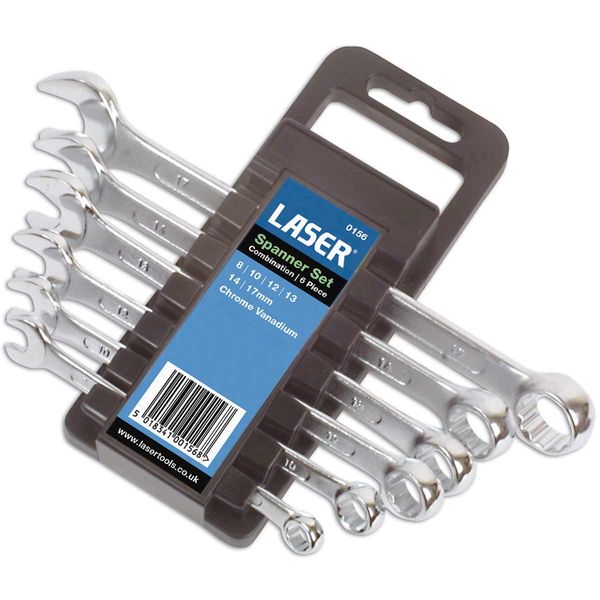 Laser Tools Combination Spanner Set 6-Piece (8, 10, 12, 13, 14 & 17mm)