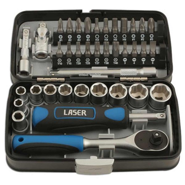 Laser Tools Socket and Bit Set 1/4" Drive (38-Piece)