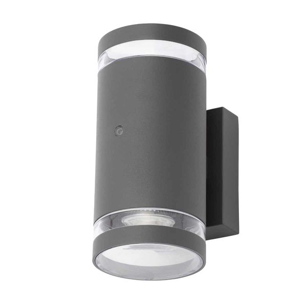 Lens LED GU10 Up/Down Light with Photocell Sensor Anthracite (2 Bulbs)