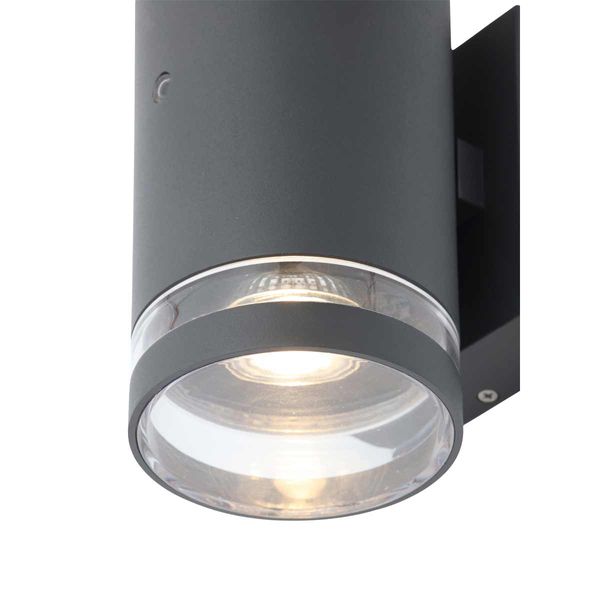 Lens LED GU10 Up/Down Light with Photocell Sensor Anthracite (2 Bulbs)