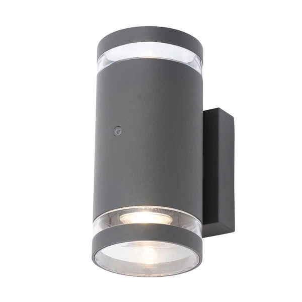 Lens LED GU10 Up/Down Light with Photocell Sensor Anthracite (2 Bulbs)