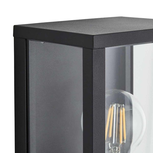 Chinon 1 Light E27 Glass Panel Box Lantern Black