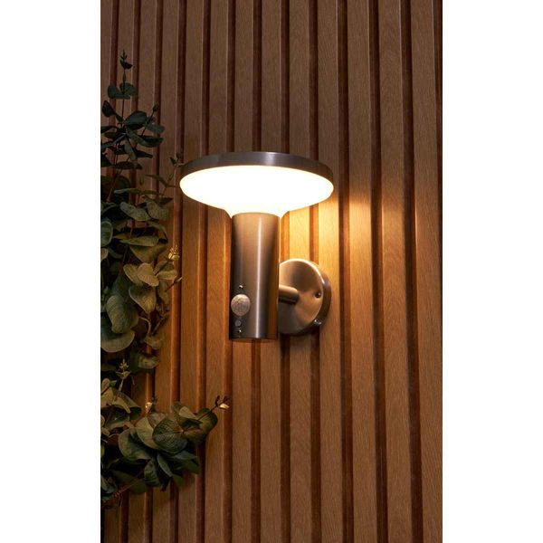 Clara Solar LED Wall Light with PIR Sensor Stainless Steel (220Lm/ 2W)