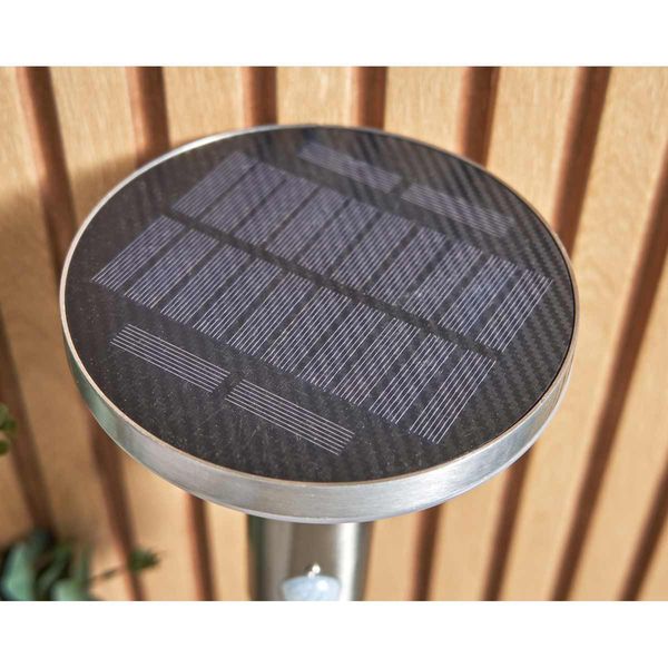 Clara Solar LED Wall Light with PIR Sensor Stainless Steel (220Lm/ 2W)