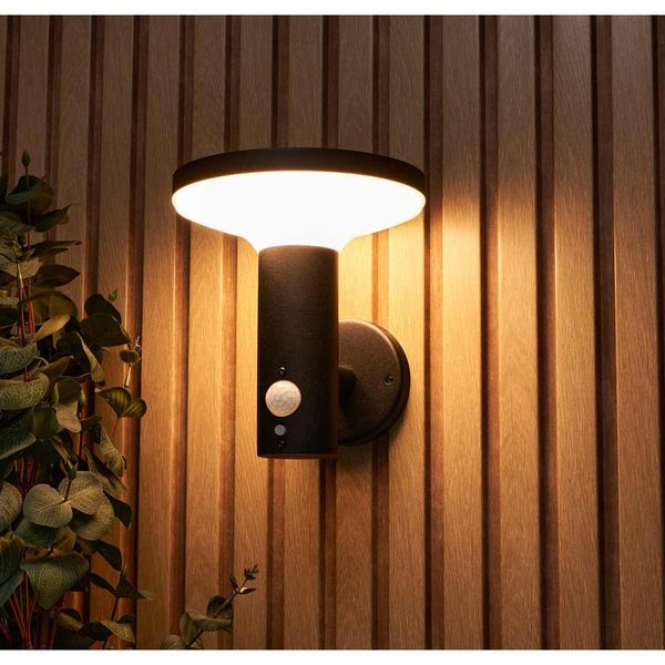 Clara Solar LED Wall Light with PIR Sensor Black (220Lm / 2W)