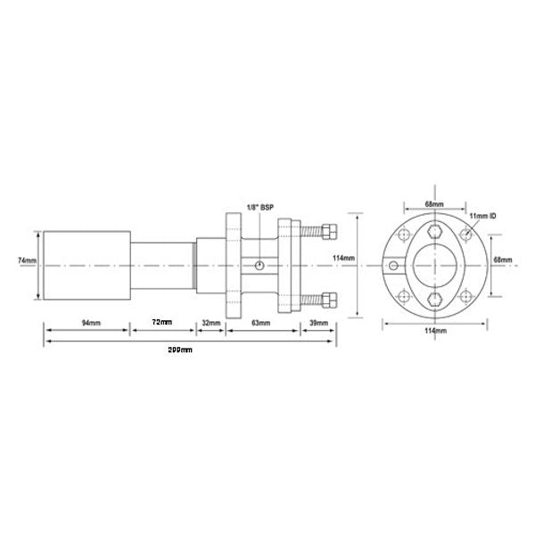 AG 1-1/2" x 7" Weld In Bronze Stern Tube Assembly