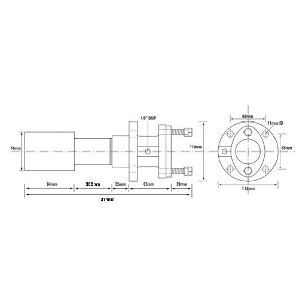 AG 1-1/2" x 10" Weld In Bronze Stern Tube Assembly