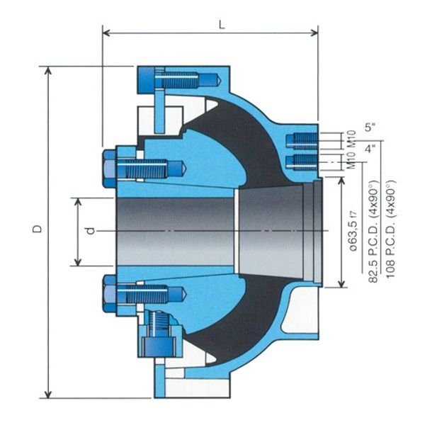 4" + 5" Centaflex M160 PRM 1-1/2" Shaft with Stud Kit