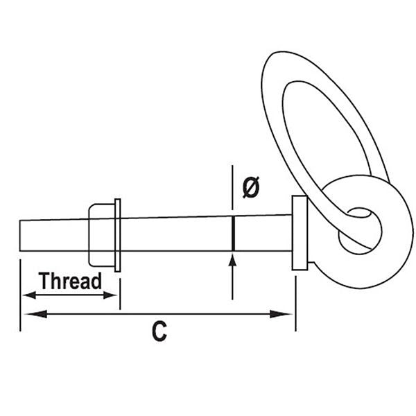 AG Ring Bolt Brass M10 75 x 33mm ID