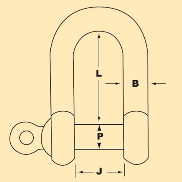 AG Galvanised D Shackle 12mm (1/2") with Countersunk Pin (Each)