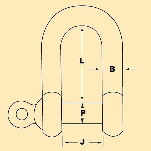 AG Bow Shackle Brass Pin 4mm x 10mm ID