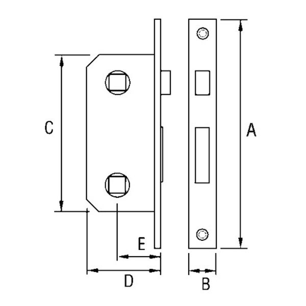 AG Internal Door Mortise Door Latch Brass