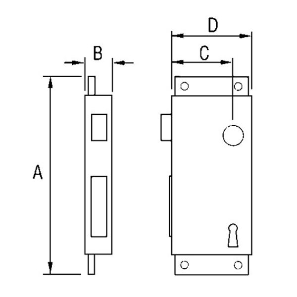 AG Rim Lock with Striker Brass (Left Inside)