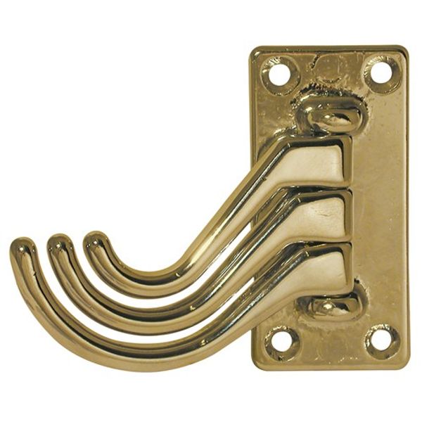 AG Foldaway Coat Hook Treble Brass 72 x 36mm